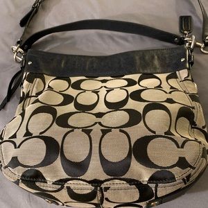 Coach Handbag Large L0967-F14709 Crossbody Black/Grey Light Blue Lining Used